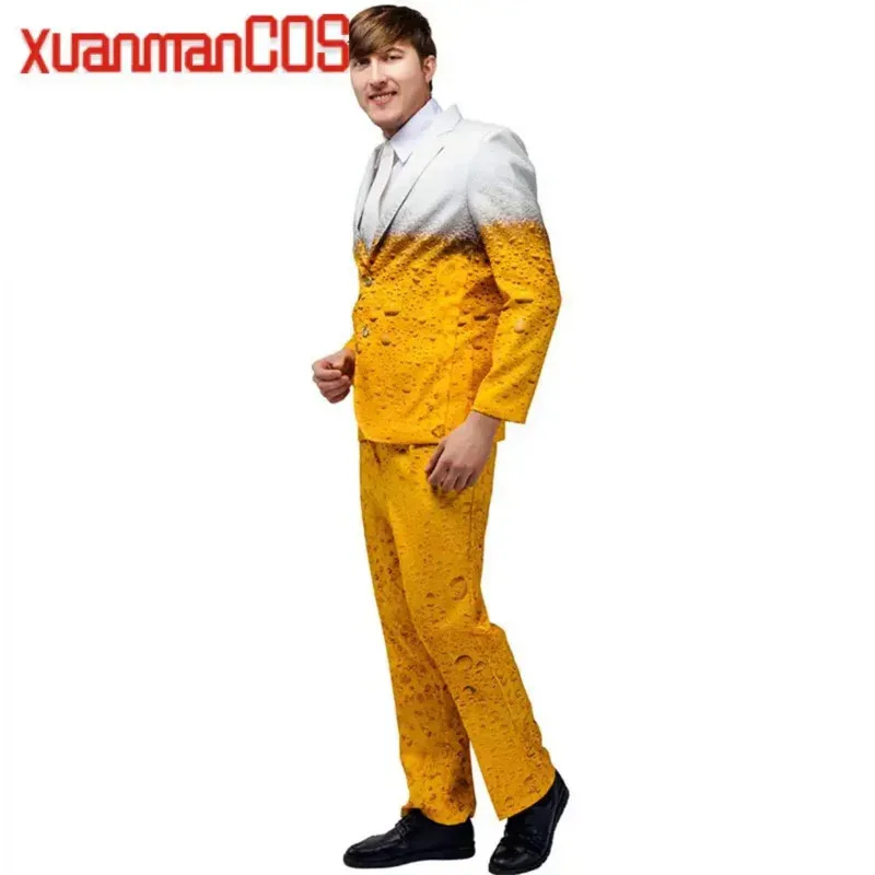 A Litter Of Bears Halloween MenS Oktoberfest Cosplay Costume Suit for Adult Woman Man Othes Role Play Yellow Beer Part 2025 New