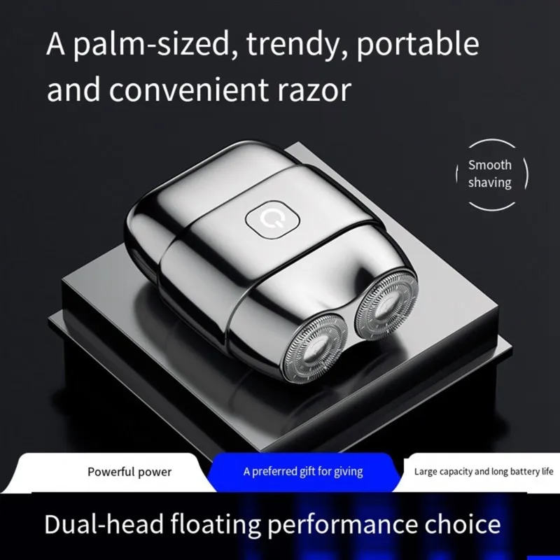 N98R Magnetic Suction Dual-Head Electric Shaver, Transparent Body, Waterproof, Portable Travel-Friendly Design
