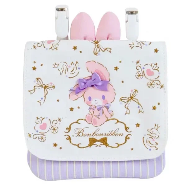 Cute Kawaii Bonbonribbon Bunny Storage Bag Sanitary Napkin Tissue Mask Organizer Bag Hangable With Clips