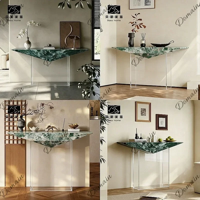 Rtr XX Italian Minimalist Floating Slate Console Table Creative Entryway Luxury Acrylic Stone Corridor Desk