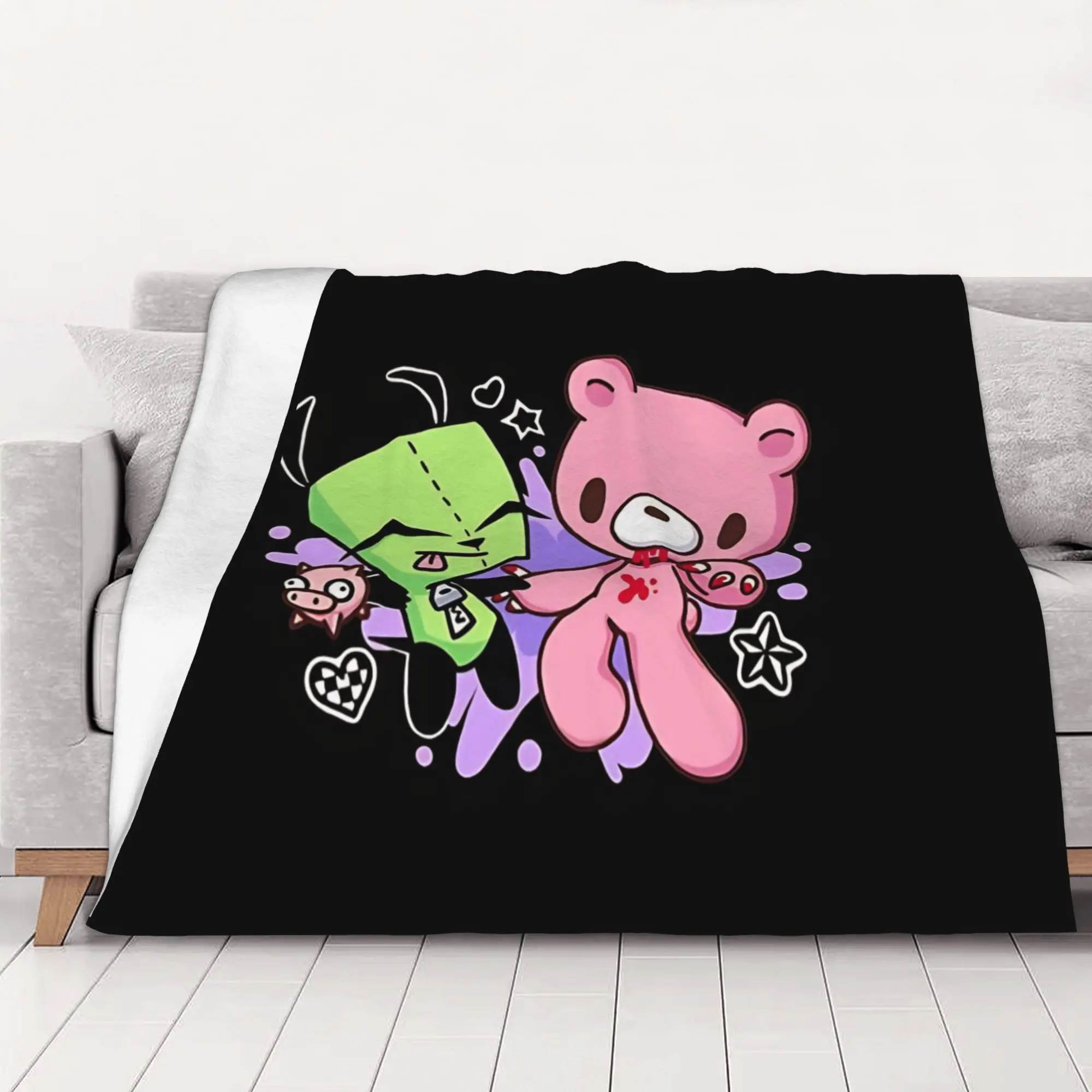 1PC Home Cute Room Decor bumbling  Blanket Throw Blanket Invader Zim Novelty Warm Blanket All Season