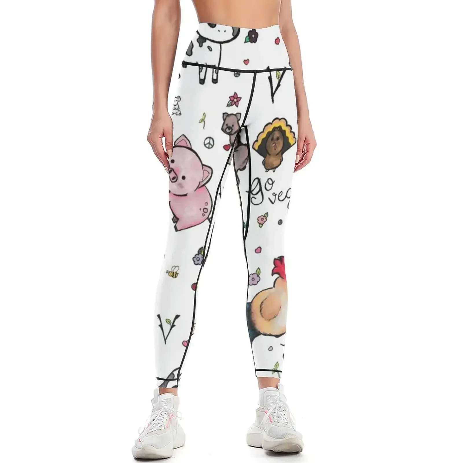 

Vegan pattern Leggings Jogger pants Sports female sporty woman push up sports tennis for Womens Leggings