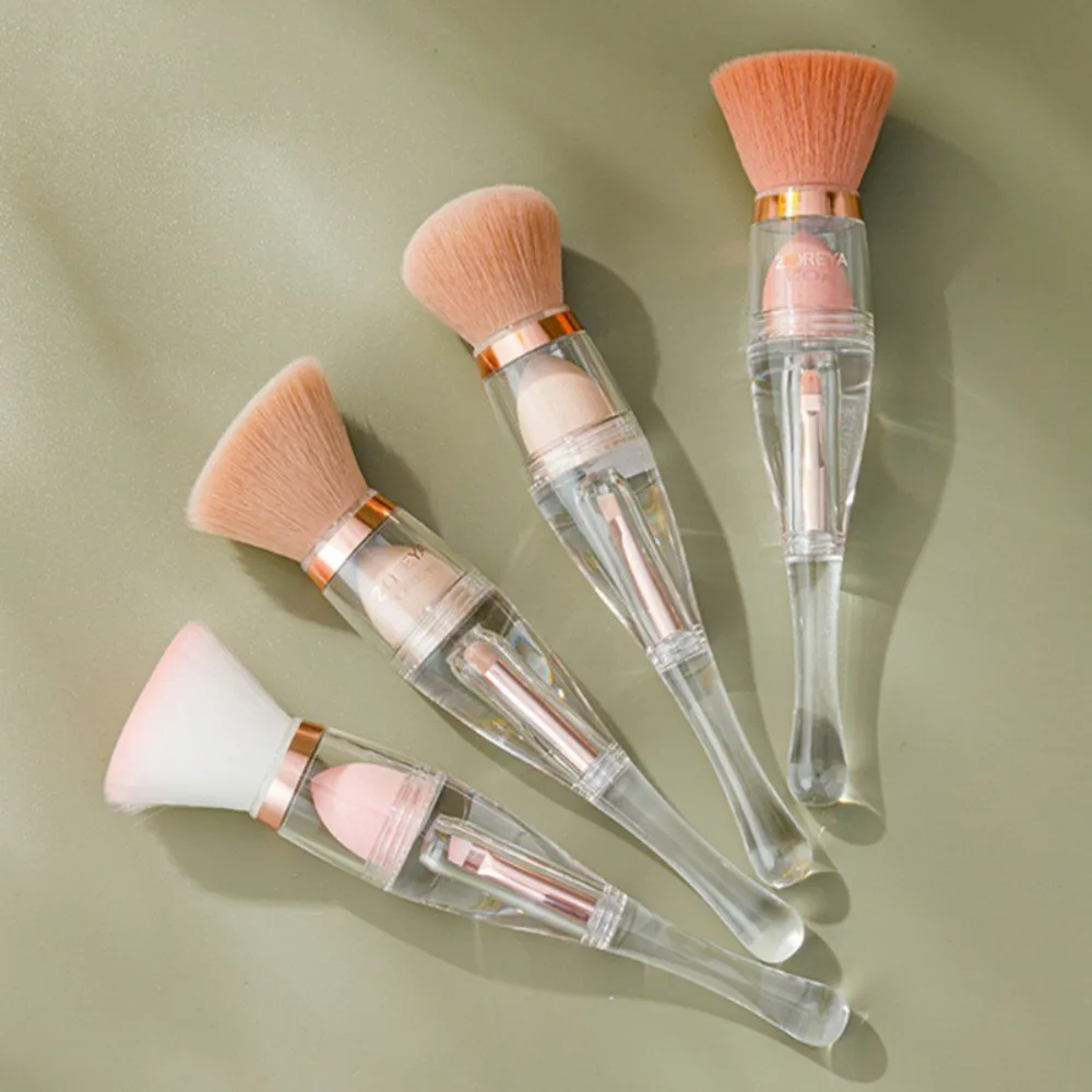 

4 in 1 Makeup Loose Powder Brushes Portable Multifunctional 3-in-1 Round/flat Head Foundation Brush Set Beauty Tools
