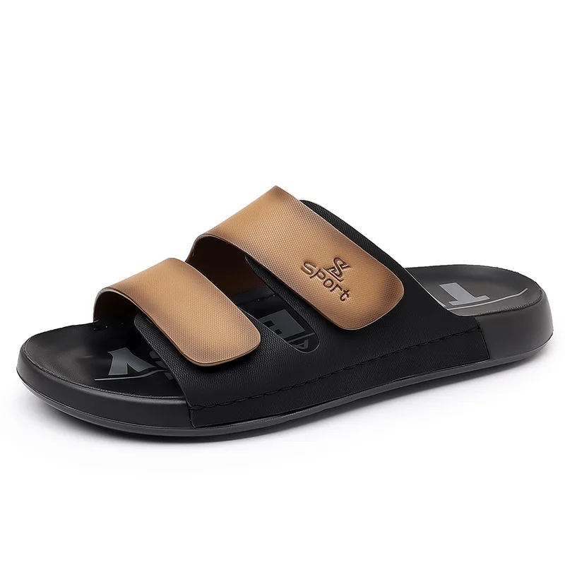

Новые дизайнерские летние кожаные тапочки для мужчин, дышащая нескользящая пляжная обувь, мужские модные повседневные шлепанцы, мужские