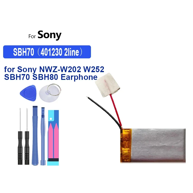 SBH70(401230 2line) Li-ion Battery for Sony NWZ-W202 W252 W262 SBH70 SBH80 Earphone Headset