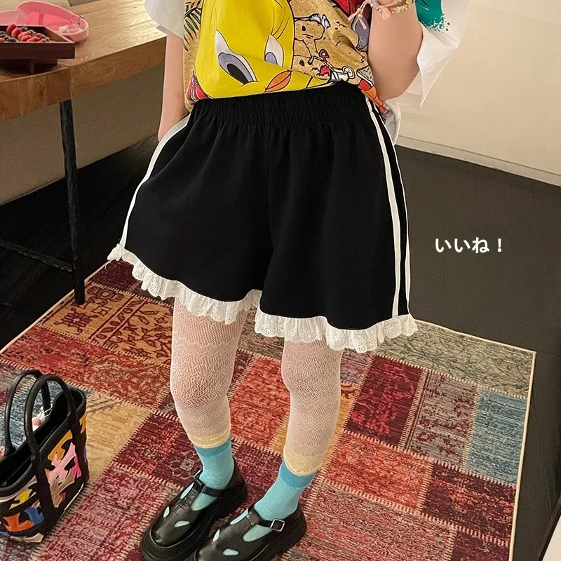 

VIMAS Sli Cotton Blend Sports orts with Lace Trim Comfortable Fit Straight Leg l Waist Summer Collection