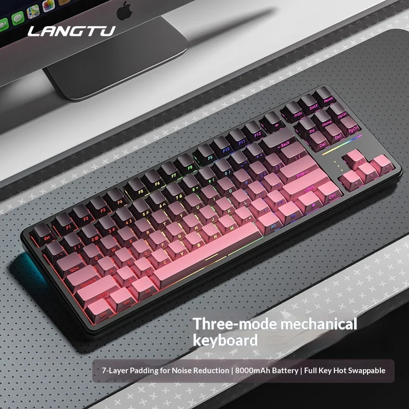 Langtu T88 لوحة مفاتيح ميكانيكية مخصصة للرياضات الإلكترونية مع ثلاثة أوضاع Rgb Ultra Silent Side Carving Gaming Office لوحة مفاتيح لاسلكية #6