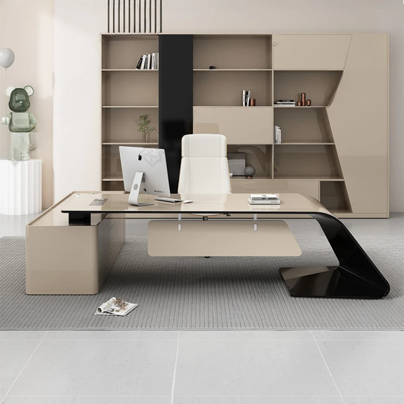 Designer Working Office Table Hutch Storage Manager L Shaped Standing Desk Office Study Conference Escritorio Office Furniture