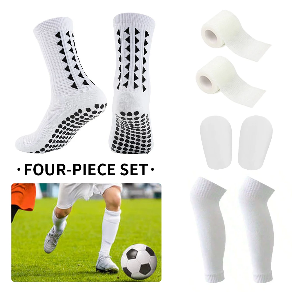4-teiliges Set Rutschfeste Viskose-Fußballsocken mit Kordelzugbeutel für Herren & Damen Outdoor-Sport Laufen Basketball Beinbandage