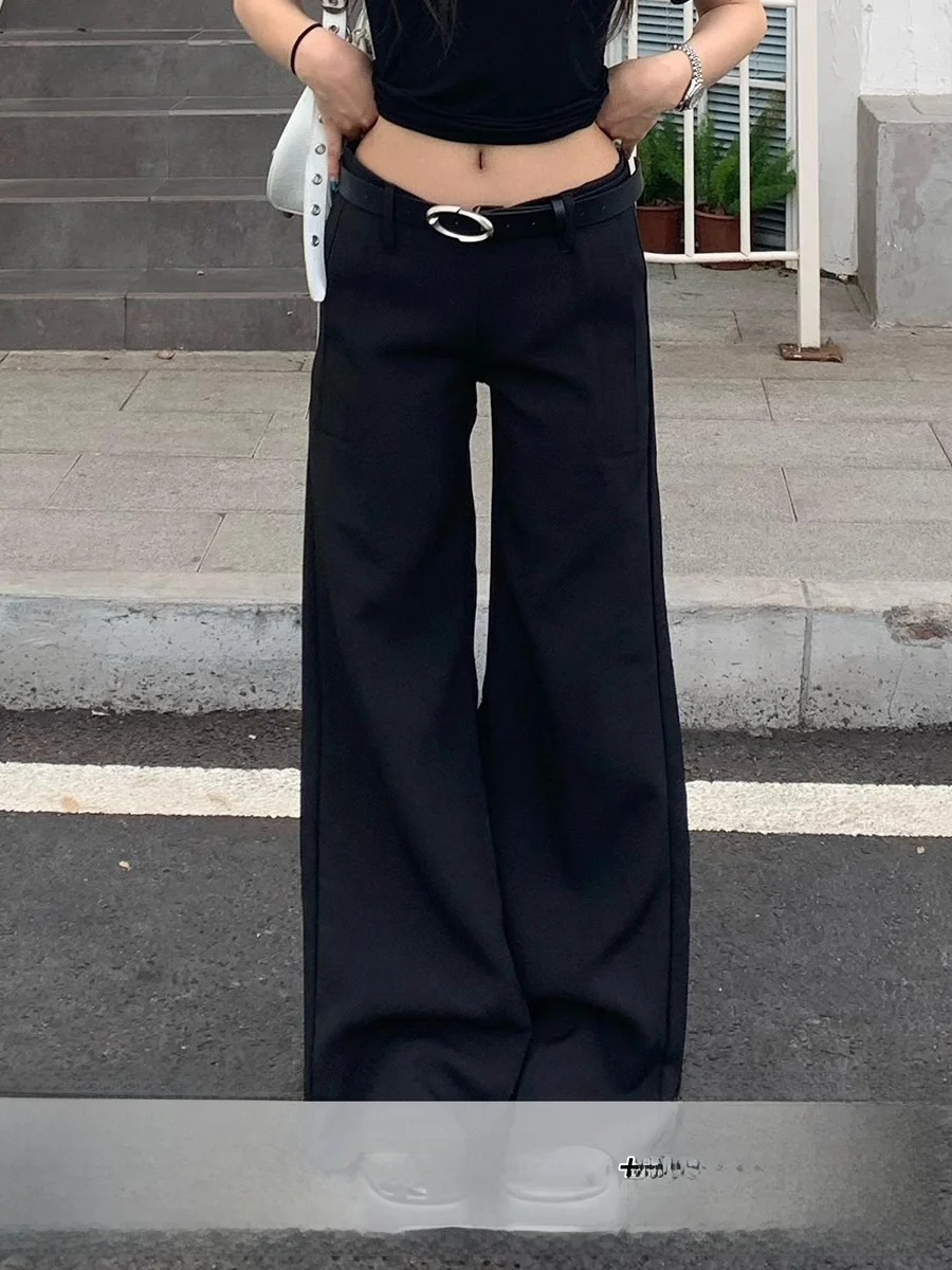 Bla منخفضة الخصر جرس بوت دعوى السراويل النسائية فضفاضة المناسب طول الأرض بنطلون عادية Sle البوليستر النسيج JZSZNR العلامة التجارية