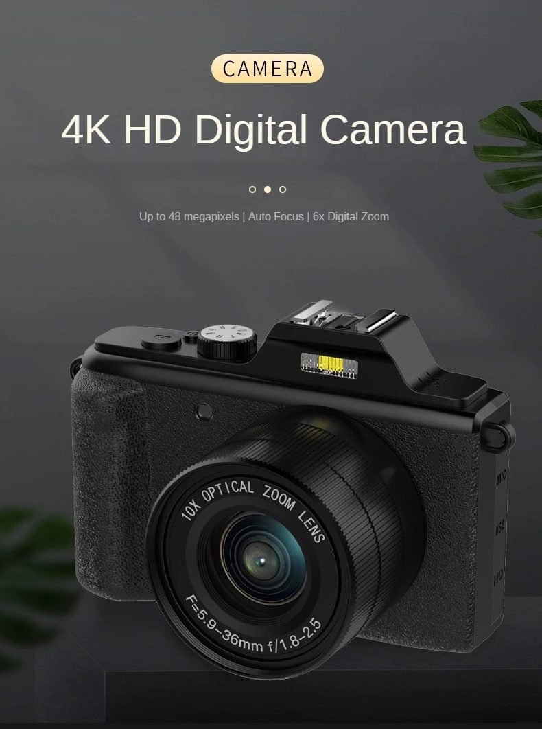 Beginner 4K Digital Camera Travel Cameras 48 Megapixels HD Zoom Photography with Screen Entry-Level Kids Campus Mini Retro Cam