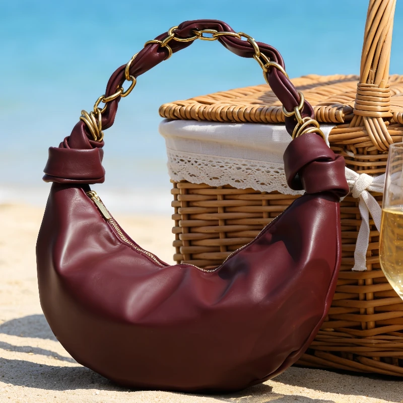 

Новая модная женская сумка-полумесяц из мягкой искусственной кожи с плиссировкой, большая вместительная сумка-хобо на плечо, трендовая сумка-пельмень для повседневного использования