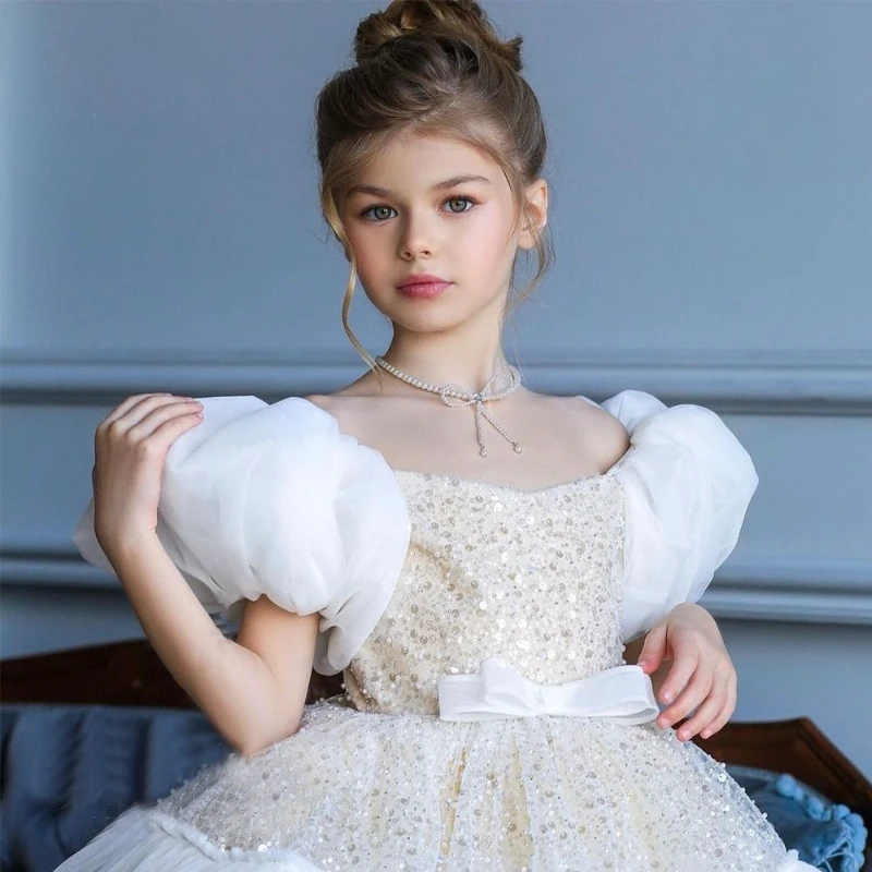 

2026 New Kids Girls Formal Princess Birthday Party Evening Flower Girl Pageant Costume Gown Tutu Dress Children Performance