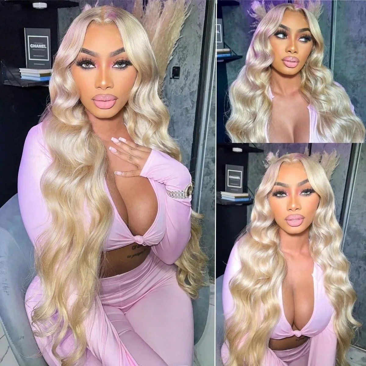 230% Density 613 Human Hair Wig 13x6 Body Wave Blonde HD Lace Frontal Wig Pre Plucked 13x6 Transparent Lace Front Wigs For Women