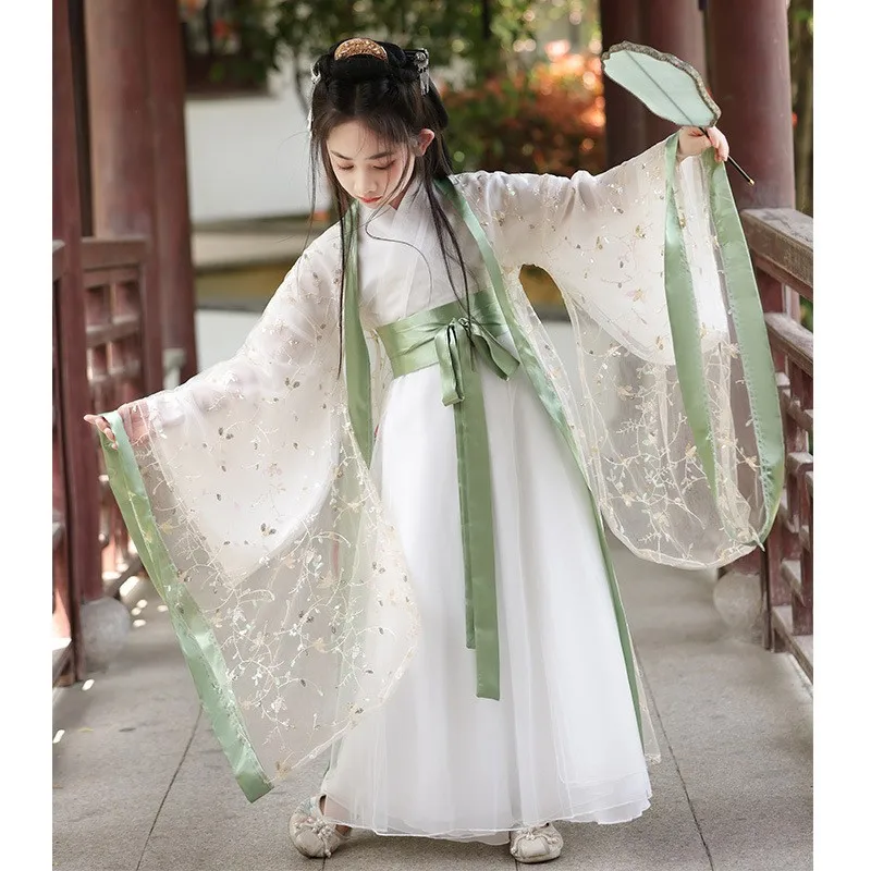 Sweet Girls Chinese Vintage Tang Suit Hanfu Dress Kids Traditional Children Christmas Birthday Gift Carnival Costume Cosplay