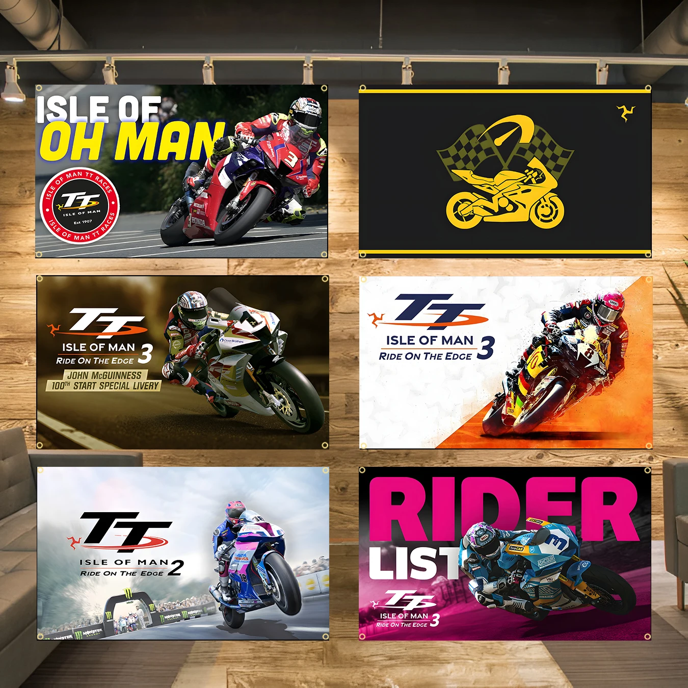 3X5FT Isle Of Man TT Flag Polyester Digital Printing Racing Banner for Garage Wall Art Out Door Decoration With Brass Grommets
