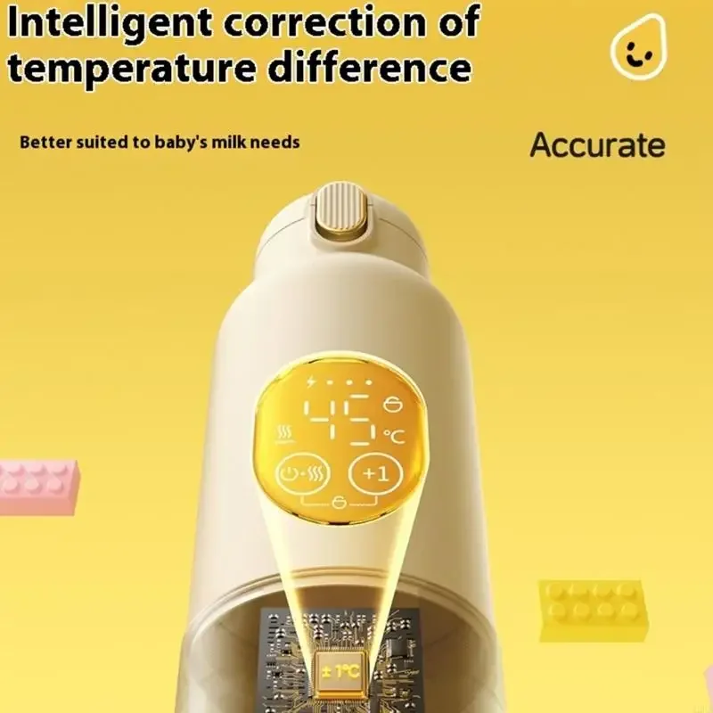 Aquecedor elétrico leite para bebês, portátil, aço inoxidável, tela led interna, monitoramento temperatura real,