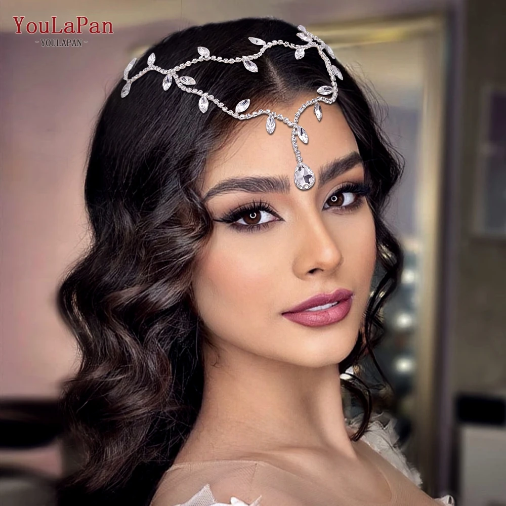 

YouLaPan Trendy Rhinestone Wedding Hair Accessories Handmade Bridal Forehead Headband Headwear Women Girls Headpiece Tiara HP495