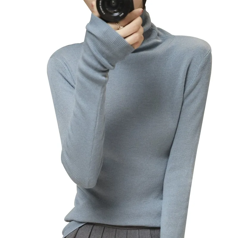 Slim Fit Camere вязаная основа irt женский длинный свитер с высоким воротником-стойкой осень-зима новая модная корейская версия