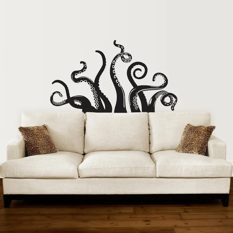 Octopus Tentacle Decal - Living Room Decor - Octopus Wall Sticker