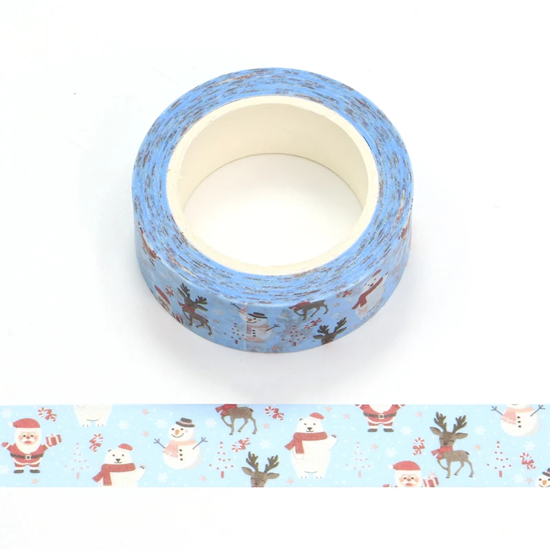 NEW 10pcs/Lot Deco Polar Bear Reindeer Snowman Santa Christmas Washi Tapes for Gift Wrap & Journal Masking Tape Cute Stationery