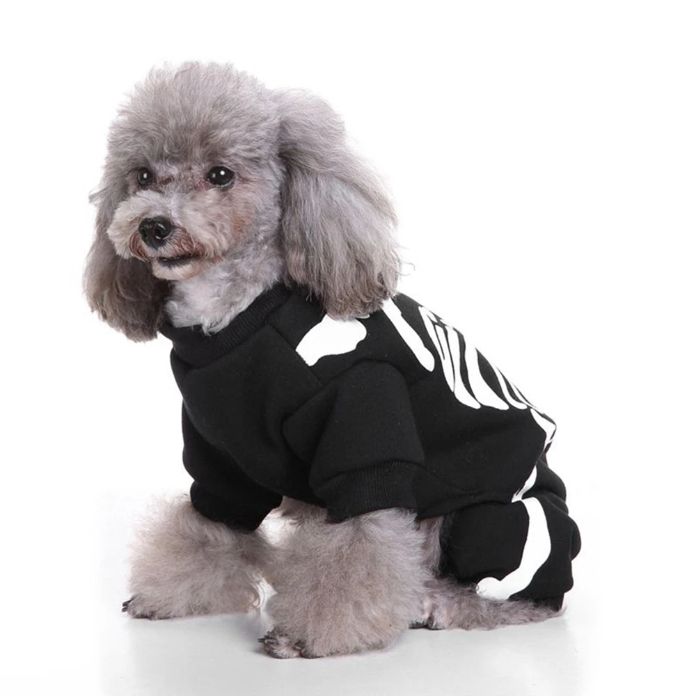 Halloween Skeleton Dog Costumes Pet Clothes Apparel Puppies Small Medium Dogs Cats Winter Warm Holiday Party Pet Clothes ﻿