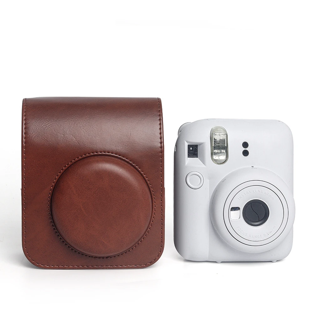 Retro Soft Mini Camera Case Bag For Instax Mini 12 PU Leather Cover with Shoulder Strap Camera Case