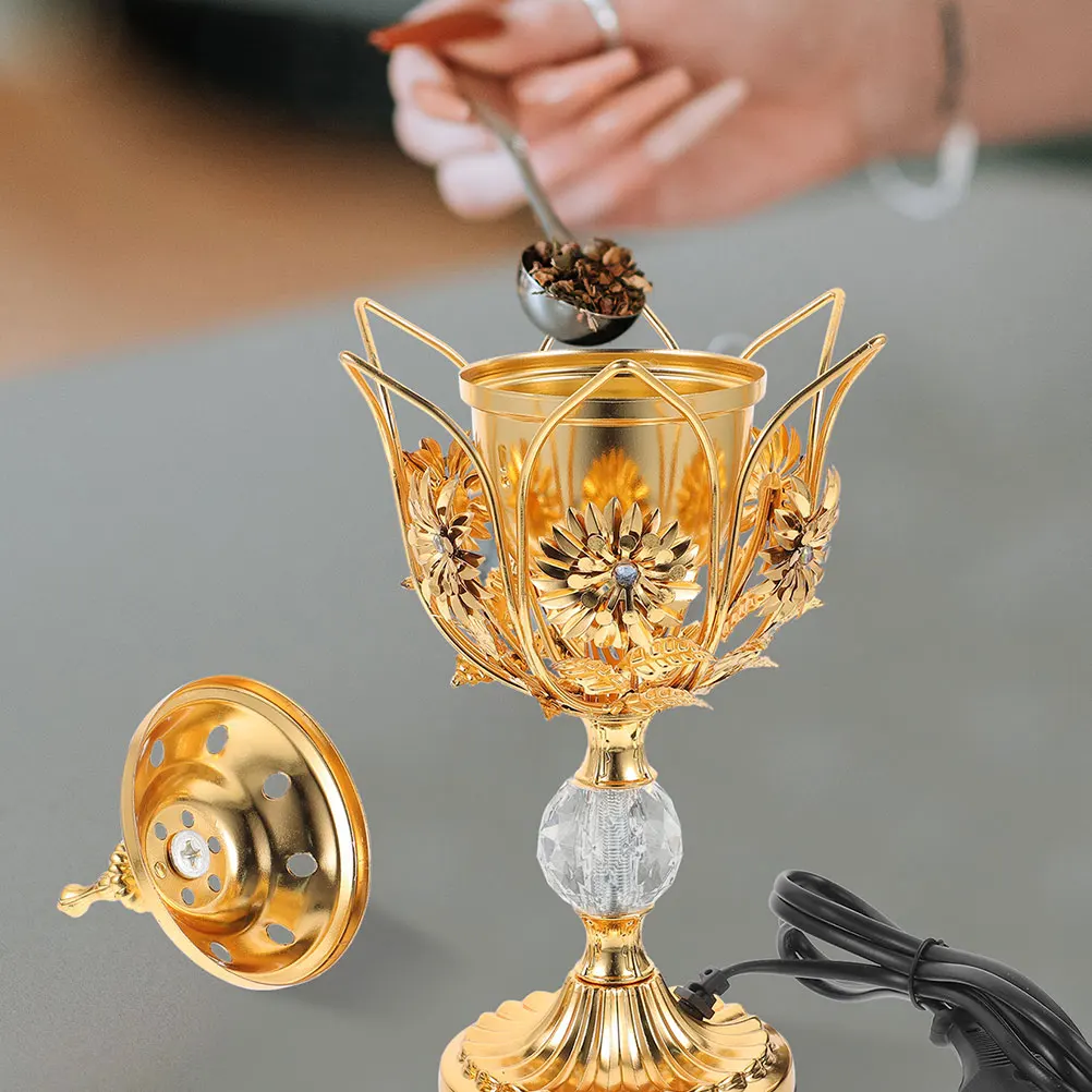 

Metal Electric Incense Burner Plug-in Style Aroma Burner for Living Room Kitchen Sauna Decorative Centerpiece Ornament