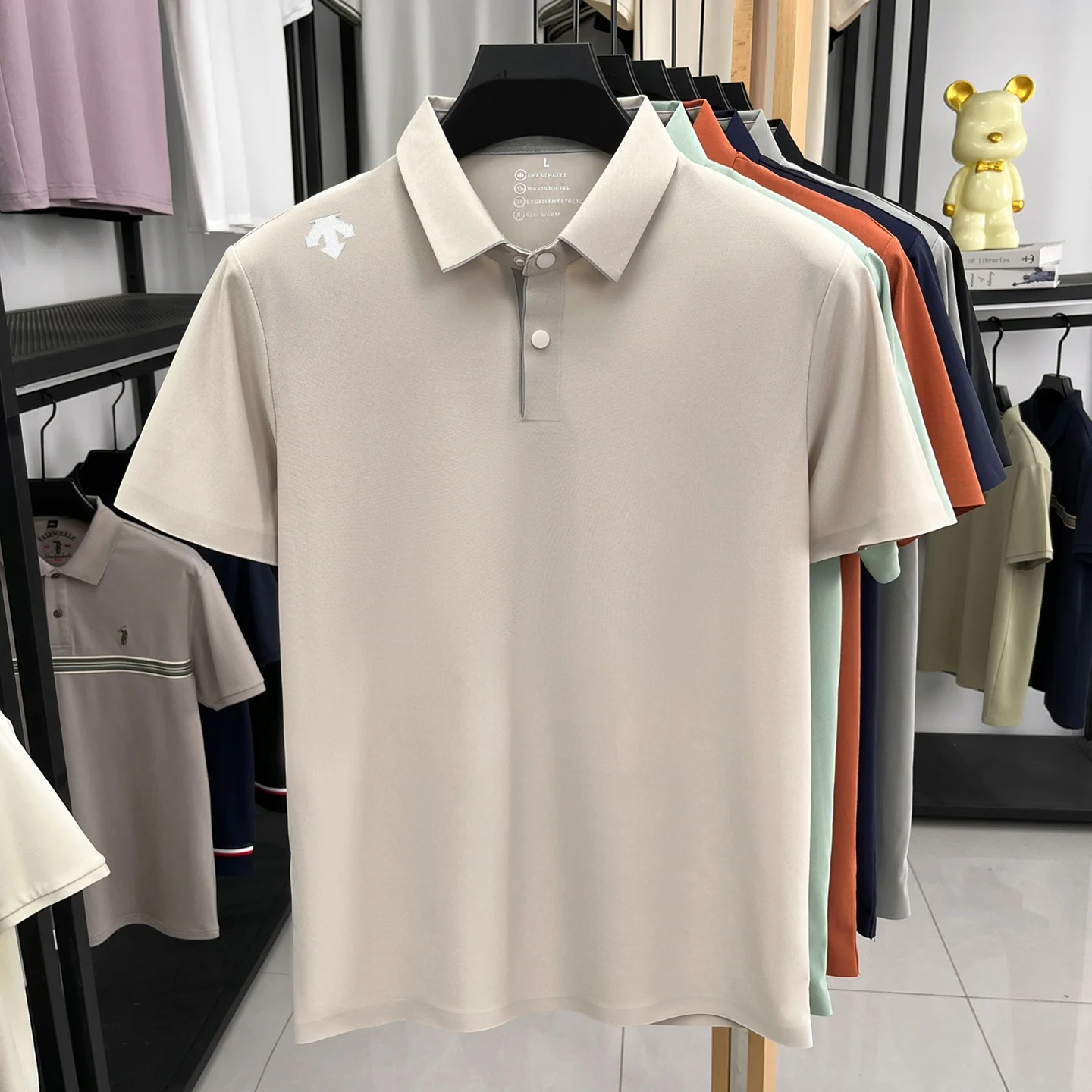 Hochwertiges Eisseide-Kurzarm-Poloshirt, Marken-Luxus, geprägt, modisch, neu, Herren-Sommer-T-Shirt, atmungsaktiv, lässig, Business-T-Shirt – Detail 13