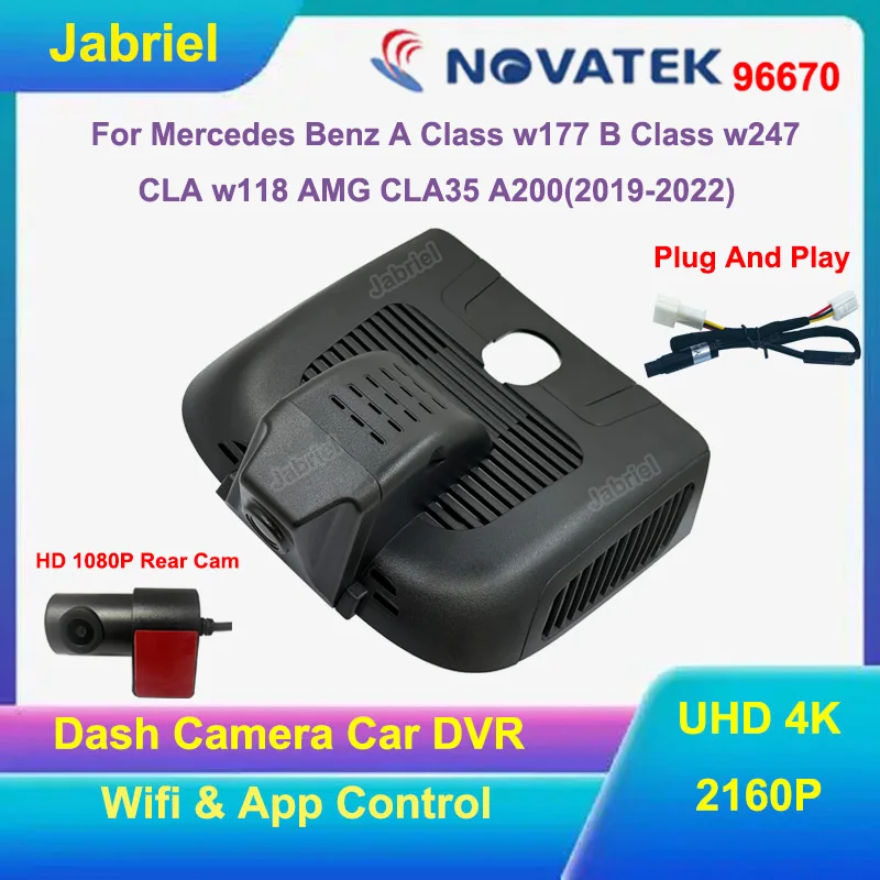 2160P UHD 4K Dash Cam Wifi Car Dvr For Mercedes Benz AMG A35 CLA35 A200 A Class w177 B Class w247 CLA w118 2019 2020 2021 2022