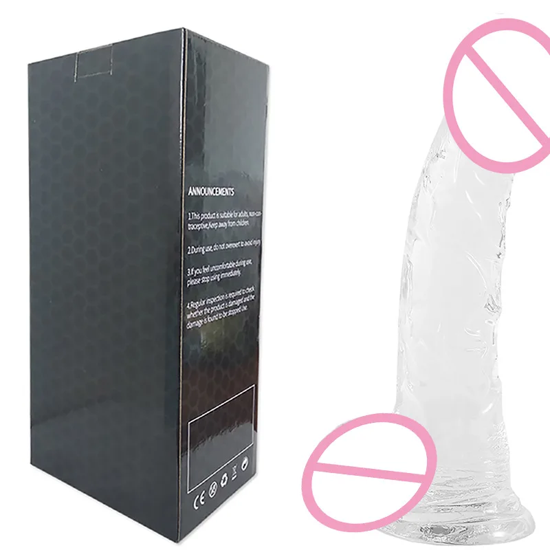 Transparent Crystal Simulation Large Penis Manual Female Vaginal Masturbation G-spot Stimulator Anal Sex Toy Adult Sex Product