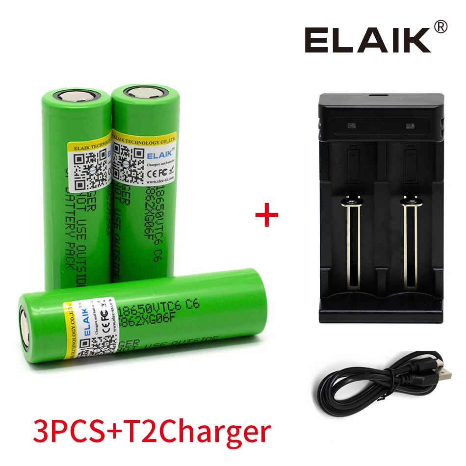 Nuevo original 18650 VTC6 3,6 V 3000mAh batería para nosotros 18650 30A juguetes herramientas linterna batería + cargador USB