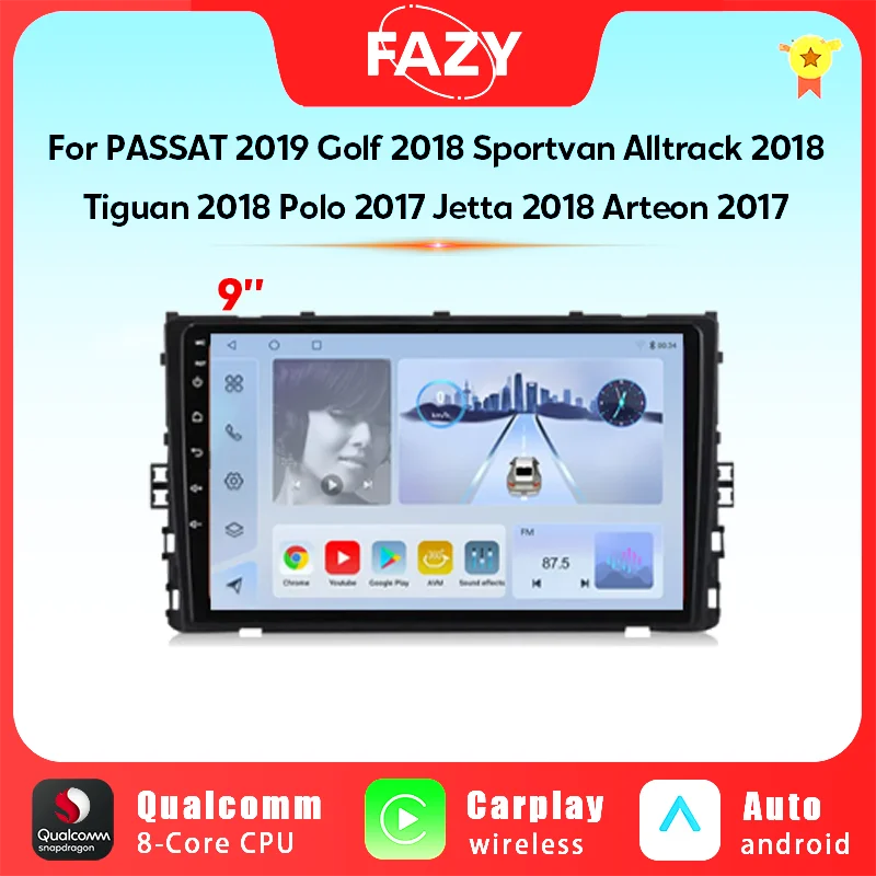 Android 10 Car Radio For PASSAT 2019 Golf 2018 Sportvan Alltrack 2018 Tiguan 2018 Polo 2017 Jetta 2018 Arteon 2017 CarPlay GPS