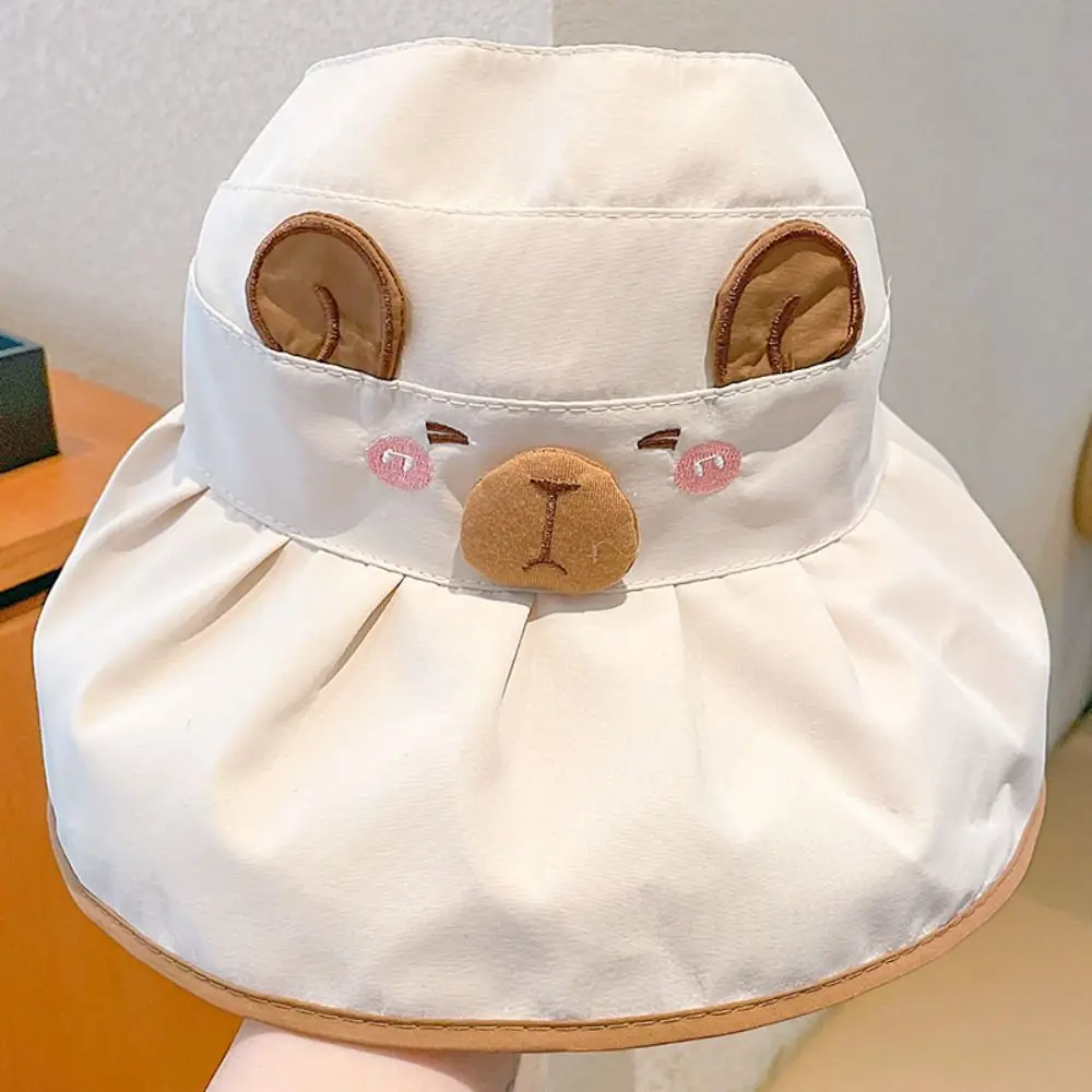 

Корейский стиль, шляпа-ведро с рисунком капибары, однотонная быстросохнущая летняя шляпа от солнца с затенением, шляпа от солнца с защитой от УФ-лучей