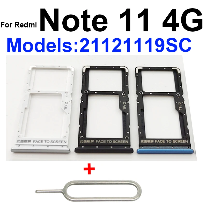 Sim Card Tray Slot Holder For Xiaomi Redmi Note 11 4G China 21121119SC SIM Card Slot Holder SD Card Adapter Reader Replacement