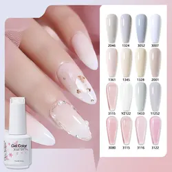 Clou Beaute Semi Milky White Gel Polish Pale Beige Pink Color Gel Manicure Designs Red 15ml Vernis Semi Permanent Nail Supplies