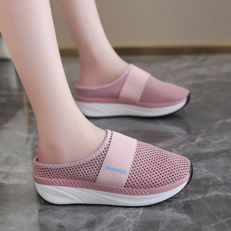 2022 New Women Shoes Casual Increase Cushion Shoes Non-slip Platform Sneakers For Women Breathable Mesh Outdoor Walking Slippers