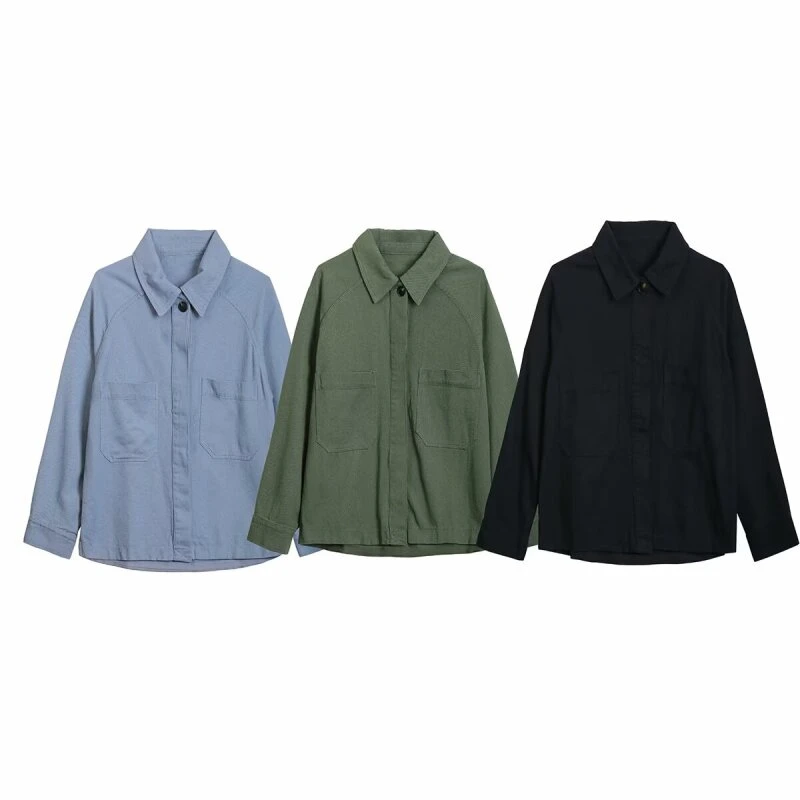 

French Denim Jacket Coat Autumn Lady Clothing Streetwear Tops Elegant Long Sleeves Vintage Thin Coat Turn-down Collar