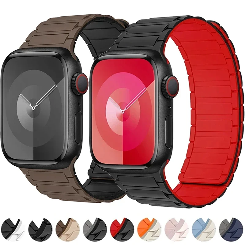 Silicone Magnetic Strap for Apple Watch Band Ultra 2 49mm 44mm 40mm 42mm 41mm 45mm Bracelet IWatch Series 9 8 7 6 SE 5 4 Correa