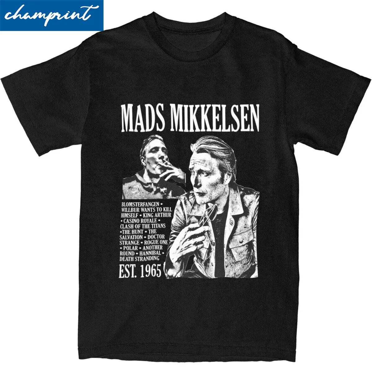 Casual Mads Mikkelsen Poster T Shirt Men O-neck Short Sleeve Top Tee Hannibal Lecter Cotton Summer Tops Shirts