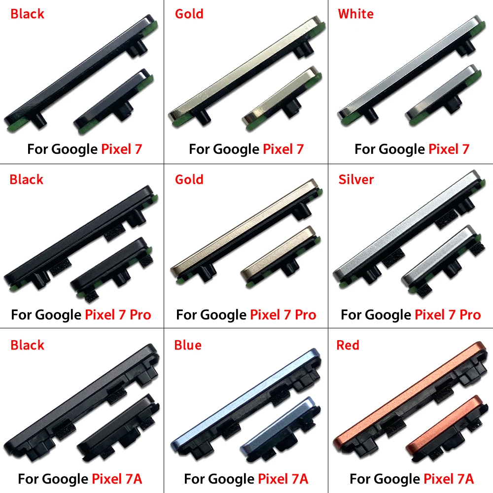 NEU Für Google Pixel 6 / 6 Pro / 6A / 7 / 7 Pro / 7A Seitliche Lautstärketaste + Ein-/Aus-Taste Ersatzteil-Set