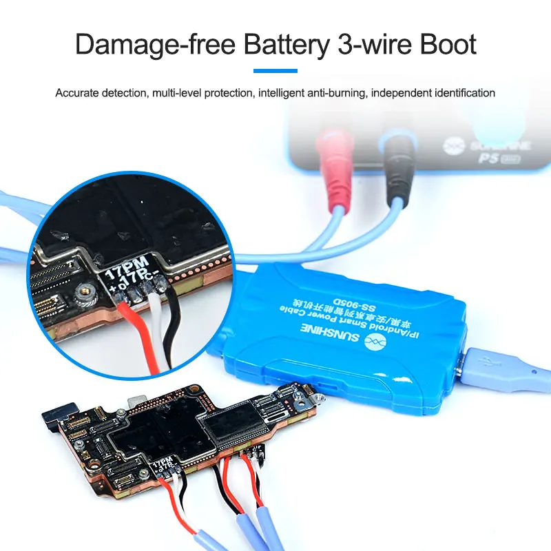 SUNSHINE SS-905D V11.0 Nowy Kabel Zasilający do Telefonów iPhone 6S-16 Pro Max Samsung Huawei, Kabel do Testowania Prądu Zasilania DC — zdjęcie 6