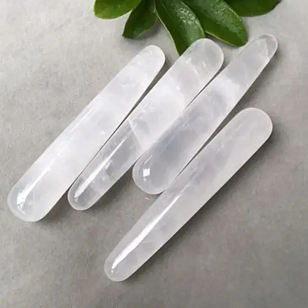 Natural clear quartz white crystal massage stick Relaxation point healing 1pc