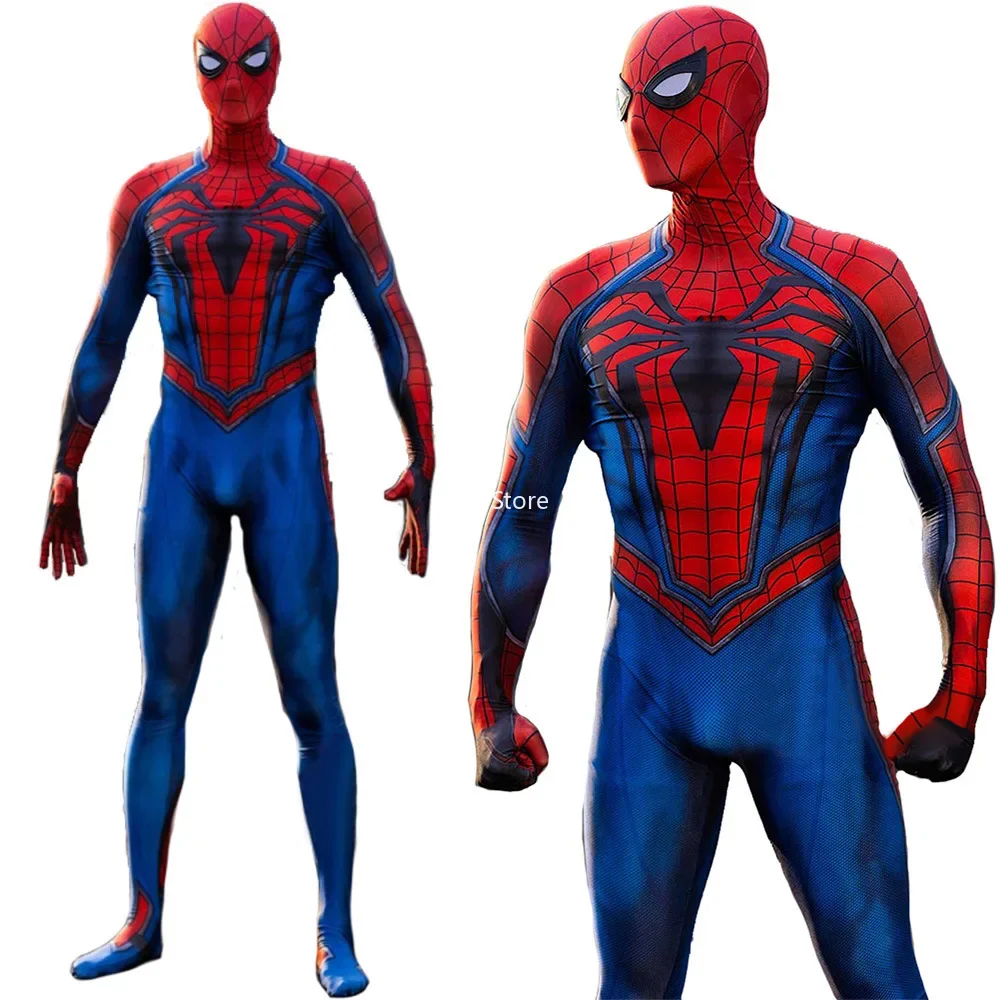 

Marvel Superhero PS4 Spider-Man Jumpsuit with Detachable Mask Lyrca Fabric Tight Fitting Halloween Cosplay Costume 003 (S-3XL)