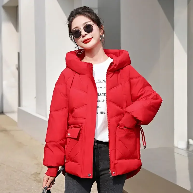 Jacket Thick Women's Hoodie Coat Short Lady Parka Lined Fashion 2024 Hot Offers New in Outerwears Elegant Discount Luxury Cheap