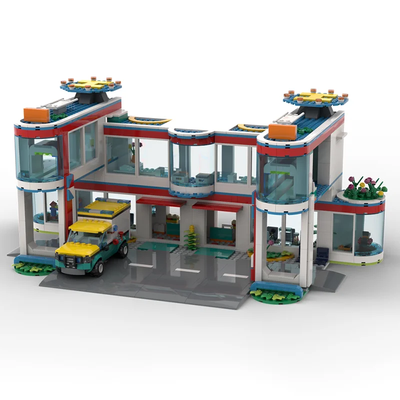 Moc Building Bricks Modular Hospital Model Technology Modular Block City Street View Toy DIY Set Assembly Christmas Gifts