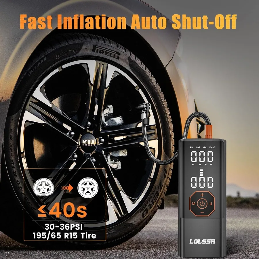 ضاغط هواء محمول لسيارة دراجة نارية الكرة منفاخ لإطارات السيارة 150PSI مضخة هواء كهربائية لاسلكية مع المدمج في قياس الإطارات P #2