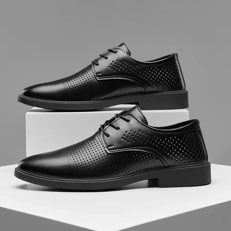 Summer hollow plastic British casual business dress leather shoes men's shoes single shoes casual shoes suit