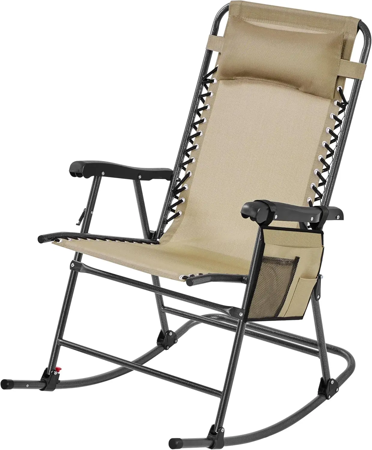 Yaheetech 26 inch zero gravity folding rocking chair, outdoor leisure chair with cup holder,pillow for resting, ergonomic design