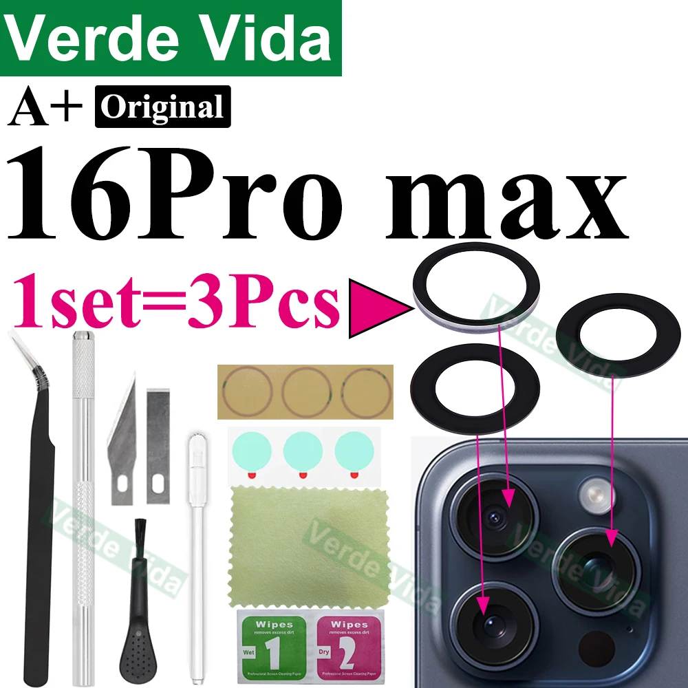 Original Back Camera Glass Replacement for iPhone 16 15 14 Pro Max 12 13 Mini 15 Plus Broken Camera Lens Repair Kits image 6